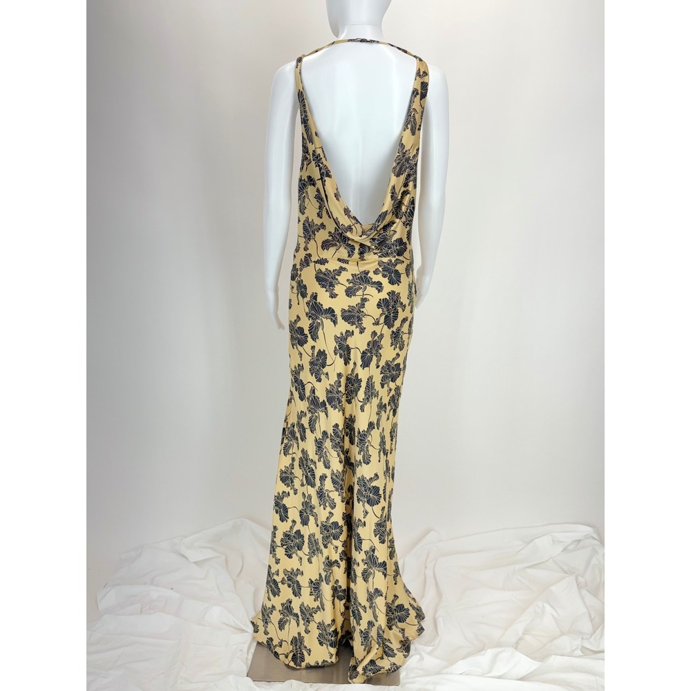 De La Vali Gold Black Floral Silk De La Vali Colombina Gown Size 14 - Picture 4 of 7